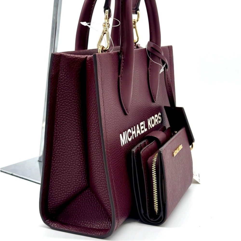 Michael Kors Mirella Small Logo Crossbody Bag & Matching Bifold Wallet Ox Blood - Picture 4 of 12
